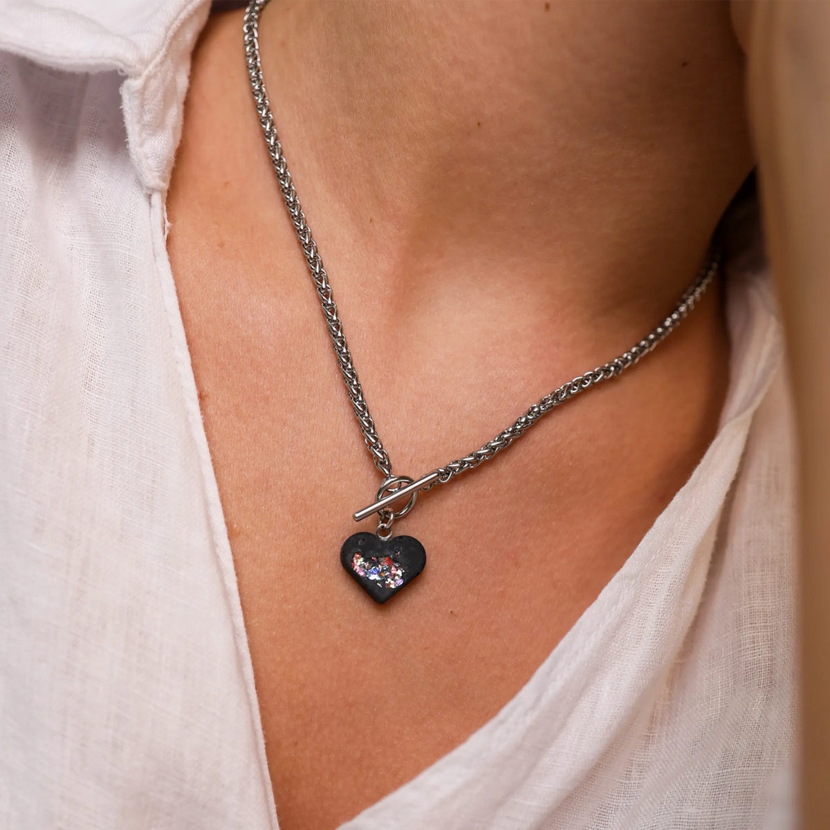 Heart Necklace AMY | Black Crystal
