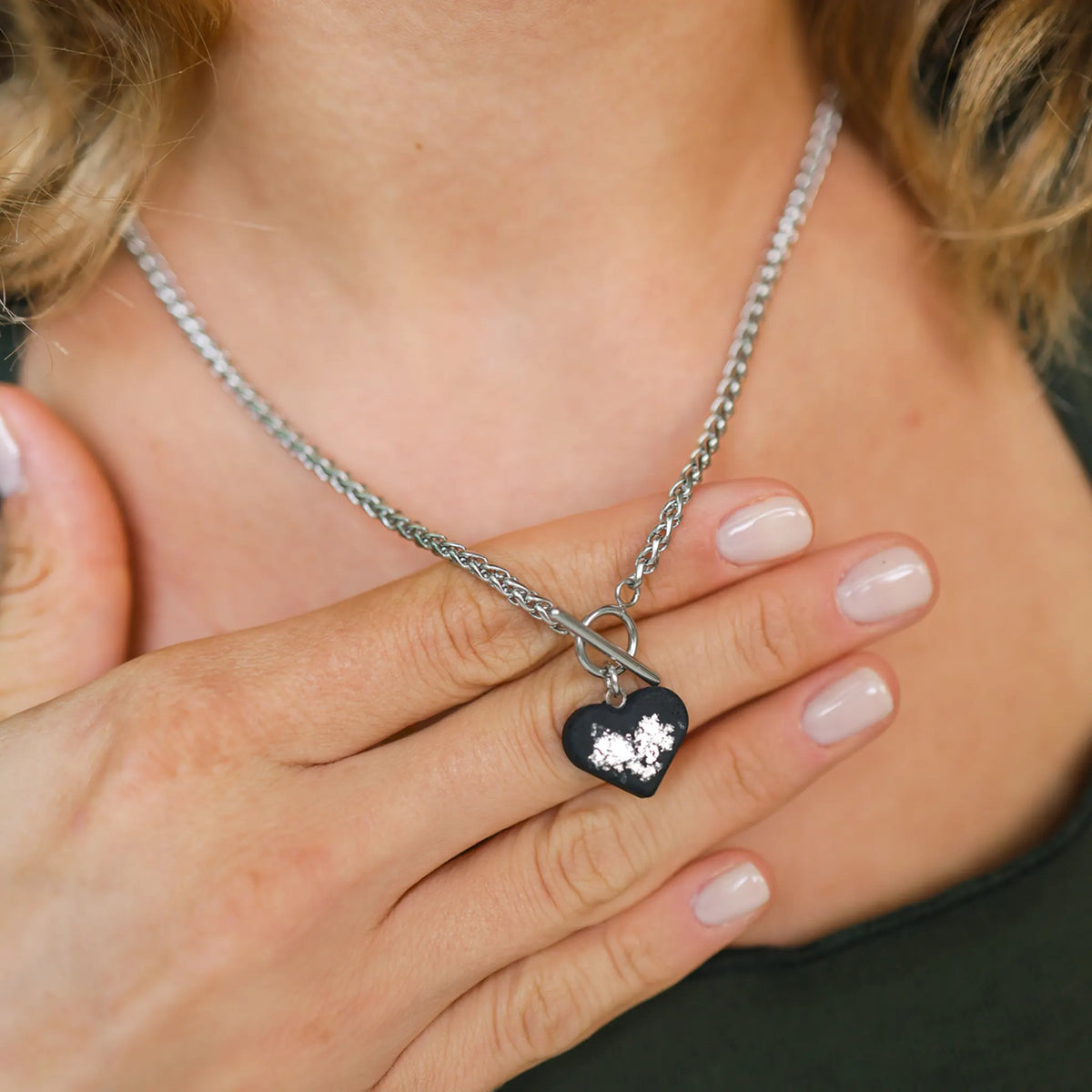 Heart Necklace AMY | Black Silver