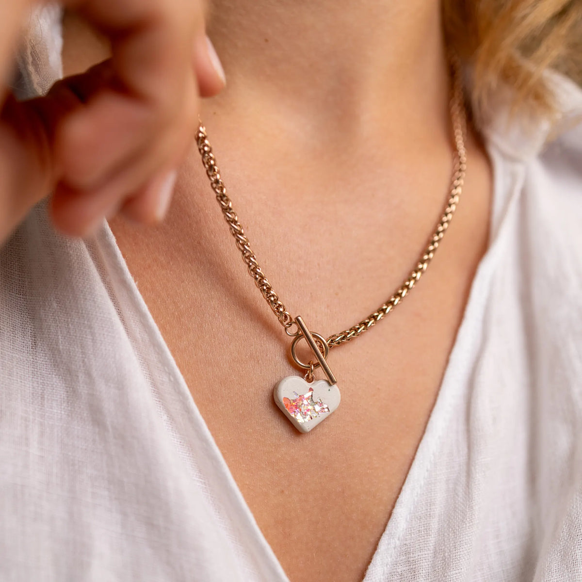Heart Necklace AMY | Sand Crystal Rose