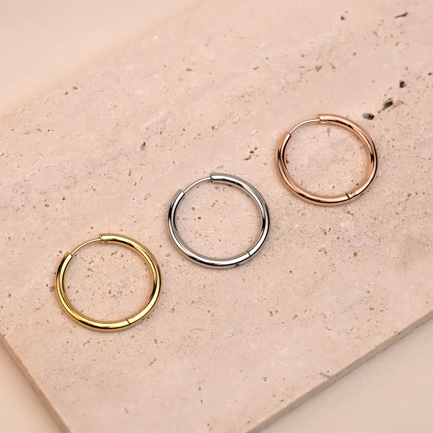 Mix &amp; Match hoop earrings stainless steel 25mm | gold