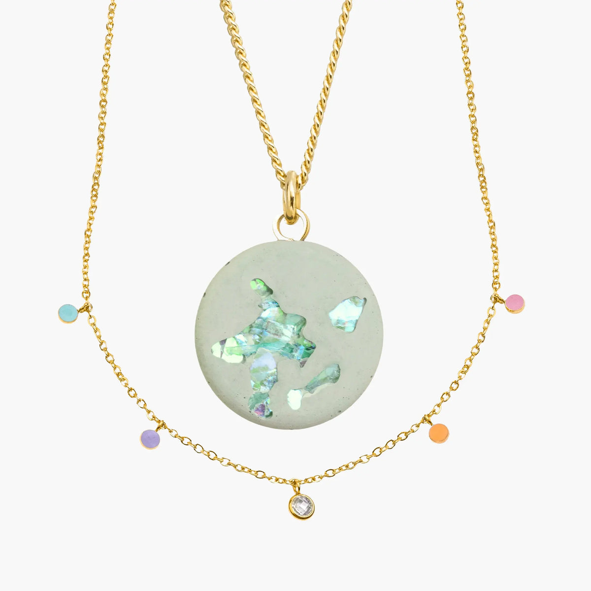 Necklace MARY & DROPS | Pistacchio Crystal Gold
