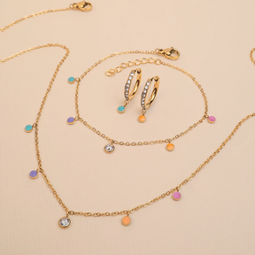 Necklace MARY & DROPS | Pistachio Crystal Gold
