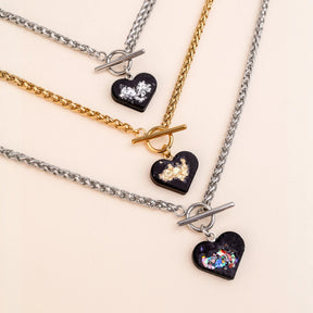 Heart Necklace AMY | 20" | Black Crystal