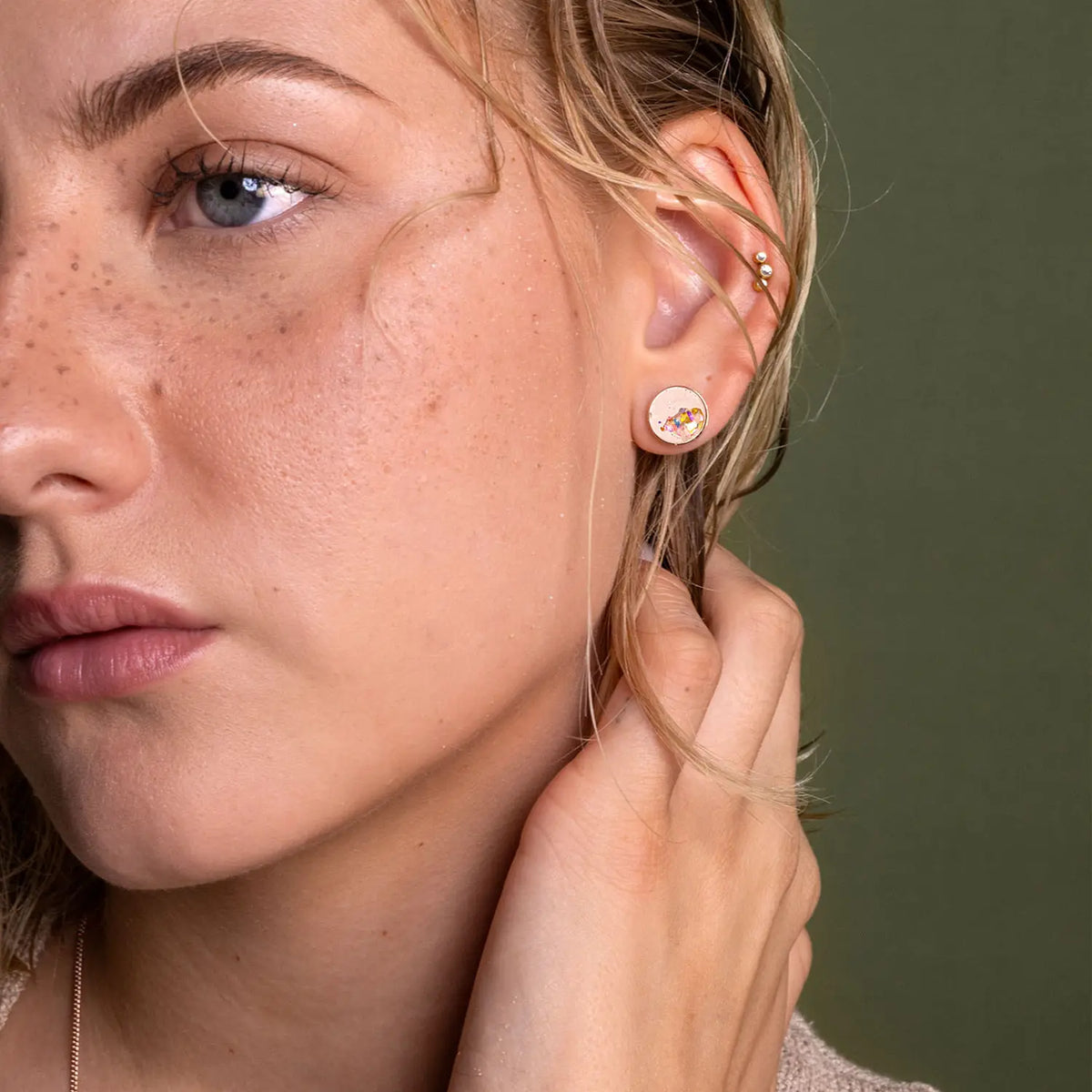Stud Earrings TARA | Sand Crystal Rose