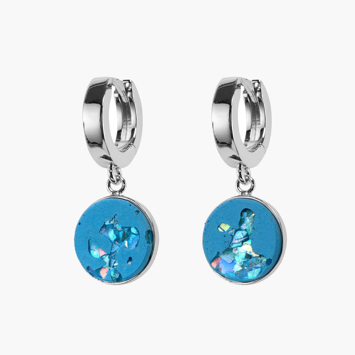 Hoop Earrings AVA | Aqua Crystal Silver