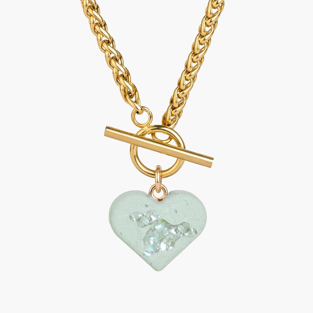 Heart Necklace AMY | Pistachio Crystal Gold