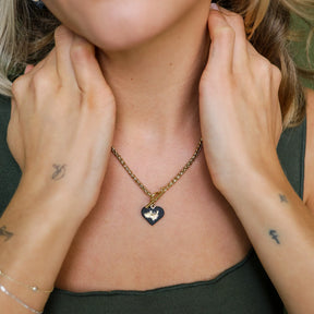 Heart Necklace AMY | 20" | Black Gold