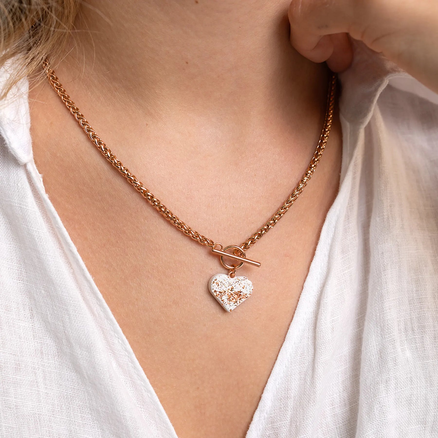 Heart Necklace AMY | 20" | White Rose