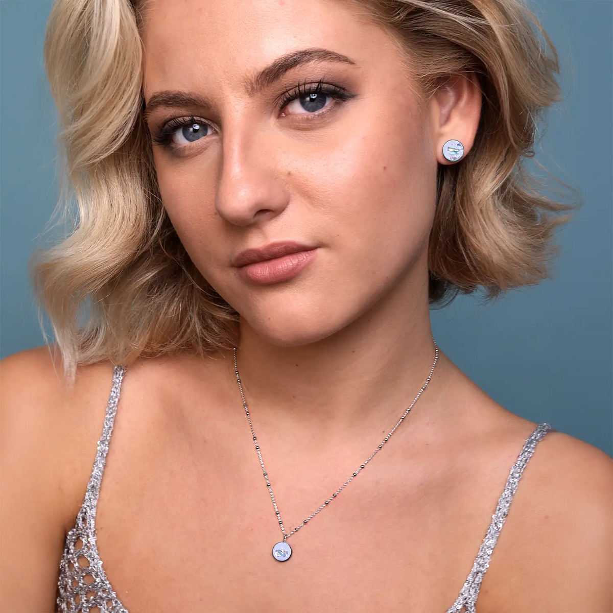 Necklace ELLA | 20" | Blue Crystal Silver