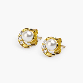 Stud earrings MOON | gold