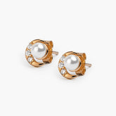 Stud earrings MOON | Rose gold