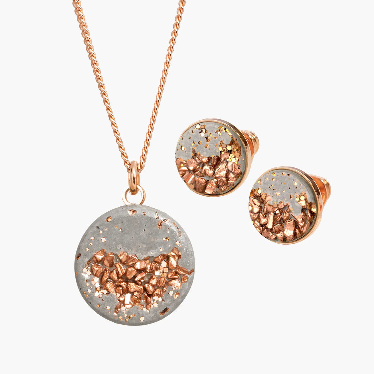 SANTA deal | Necklace + stud earrings | Gray Rosé