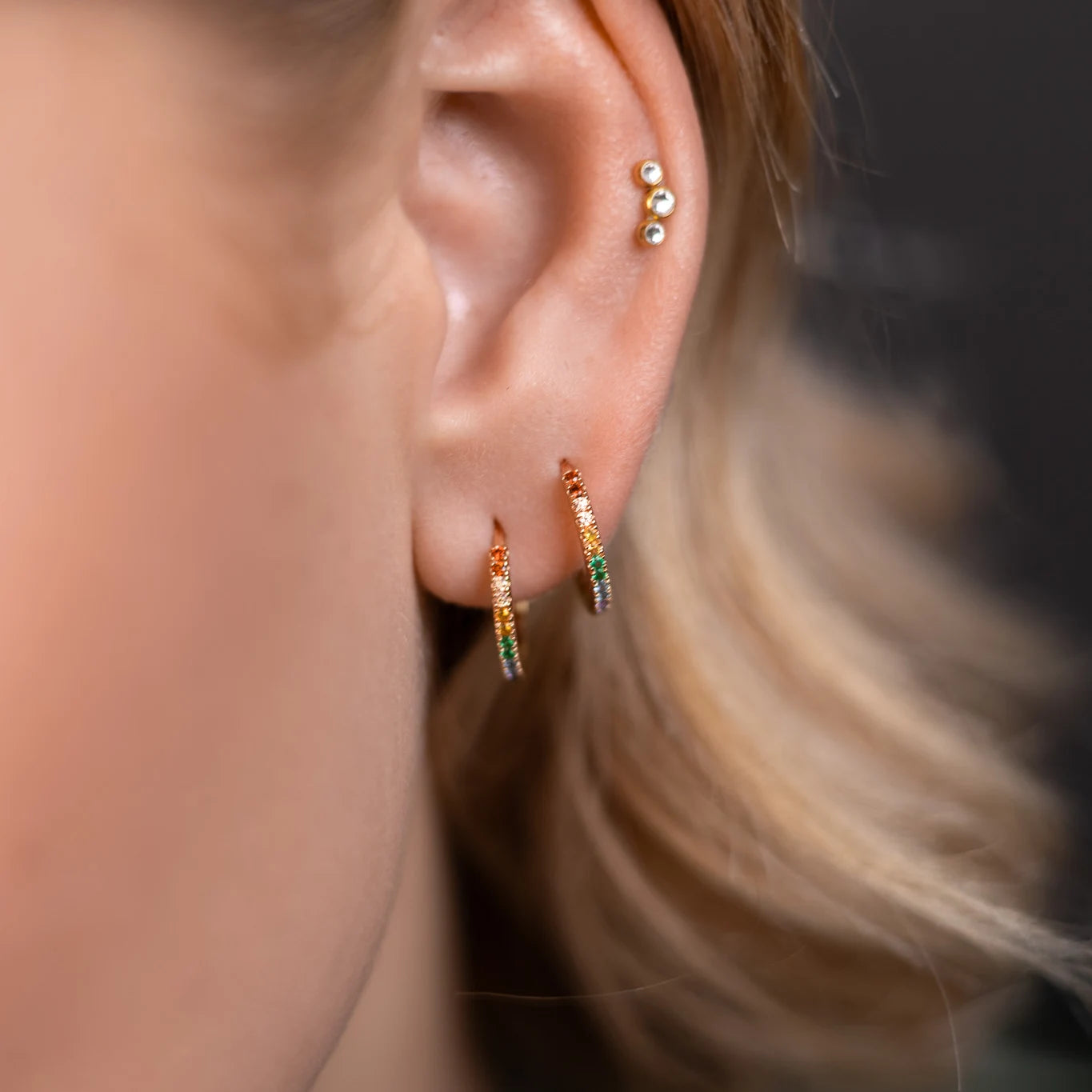 Hoop earrings COLORFUL | Rose gold