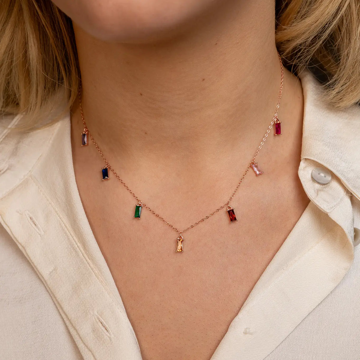 Necklace COLORFUL | 18" | Rose Gold