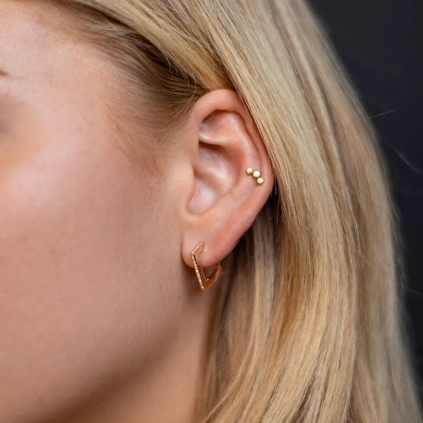 Hoop earrings GEO | Rose gold
